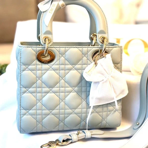 Small Lady Dior Bag in Limited edition/Very rare Placid Blue Cannage Lambskin. - Picture 2 of 11